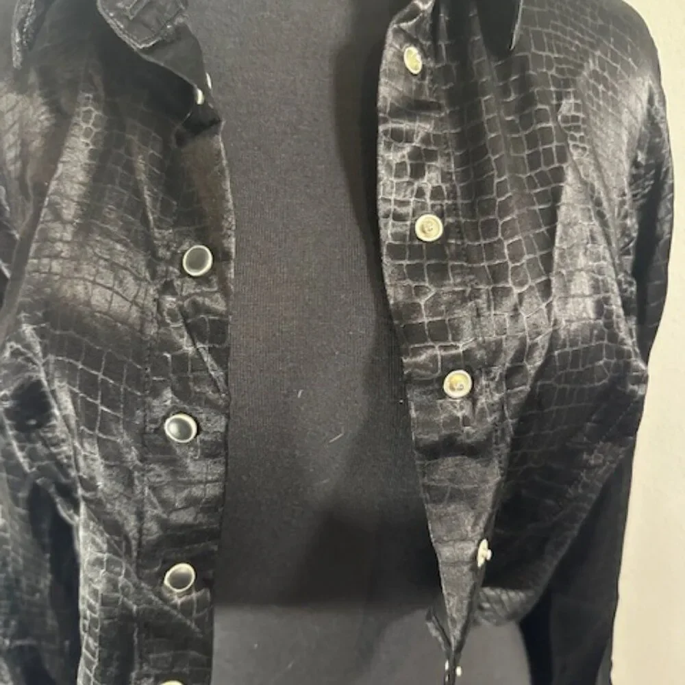 Vintage Guess Black Alligator look Button Up Shirt 8336 - Picture 9 of 11